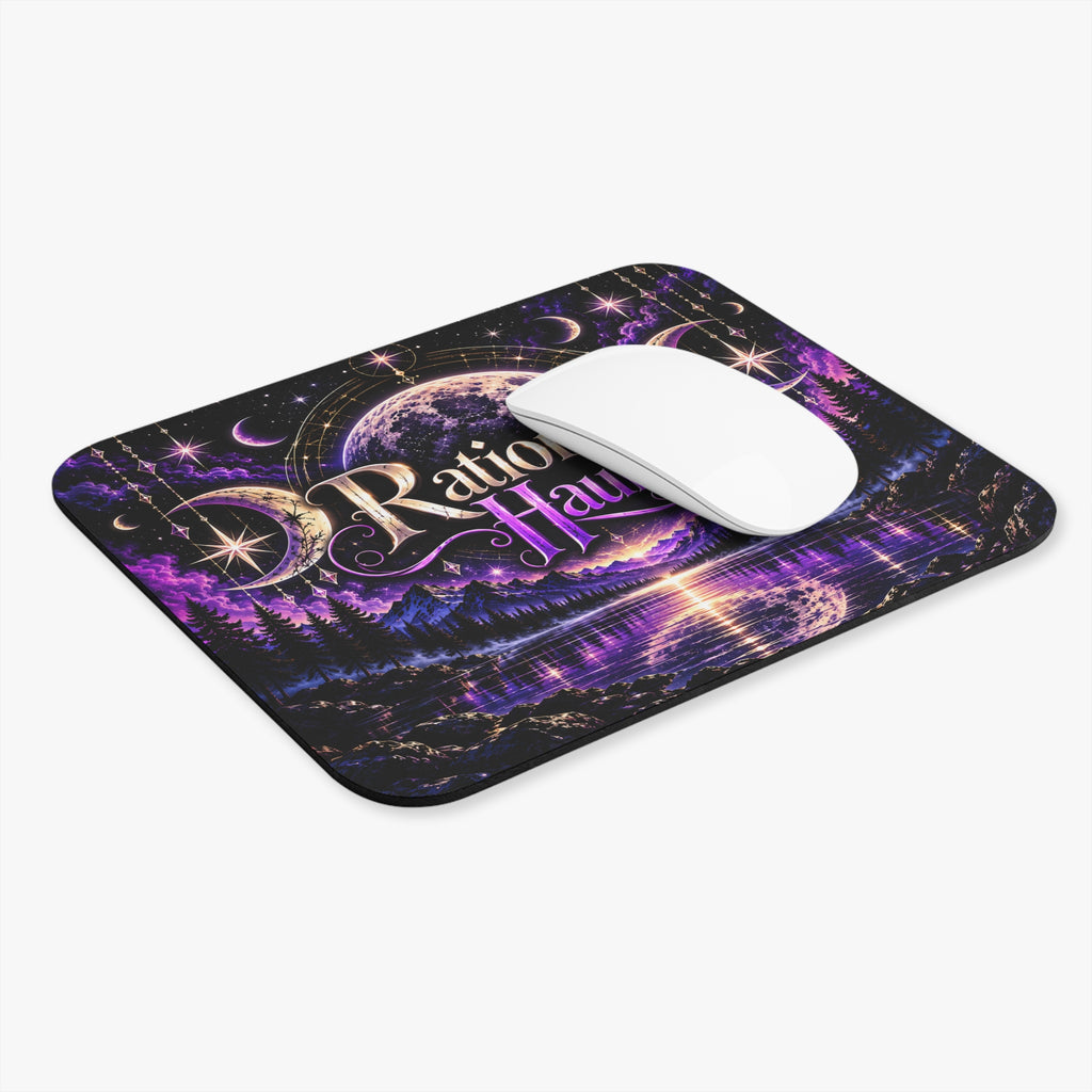 Rationally Haunted™ Purple Moonlit Mouse Pad – Gothic Celestial Desk Mat