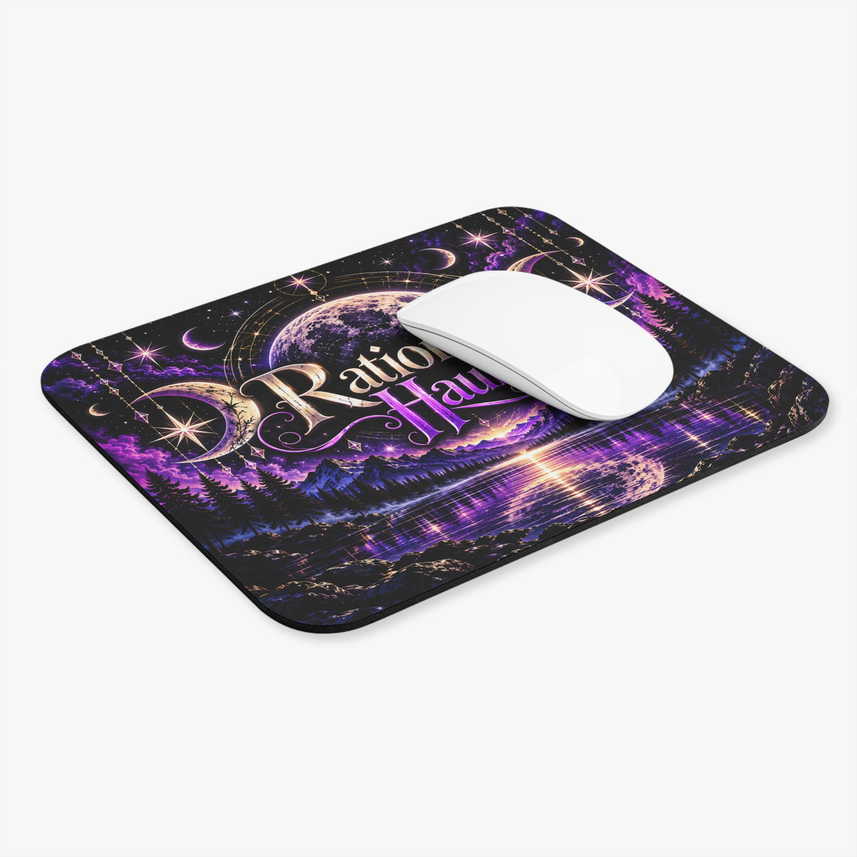 Rationally Haunted™ Purple Moonlit Mouse Pad – Gothic Celestial Desk Mat