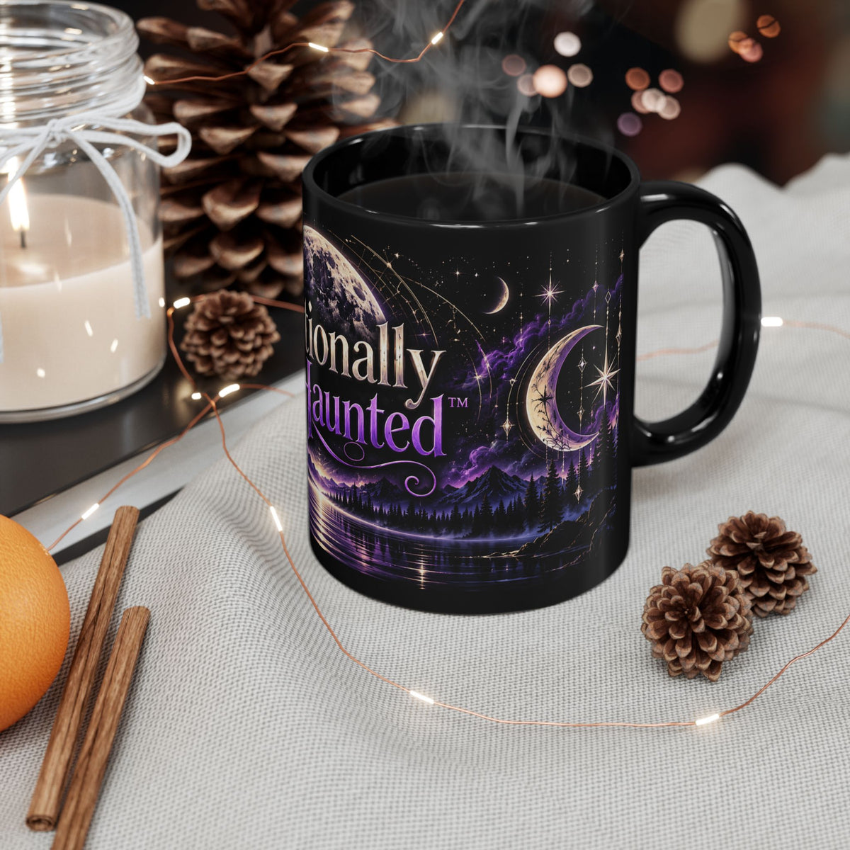 Rationally Haunted™ Moonlit Gothic Black Mug — 11oz & 15oz