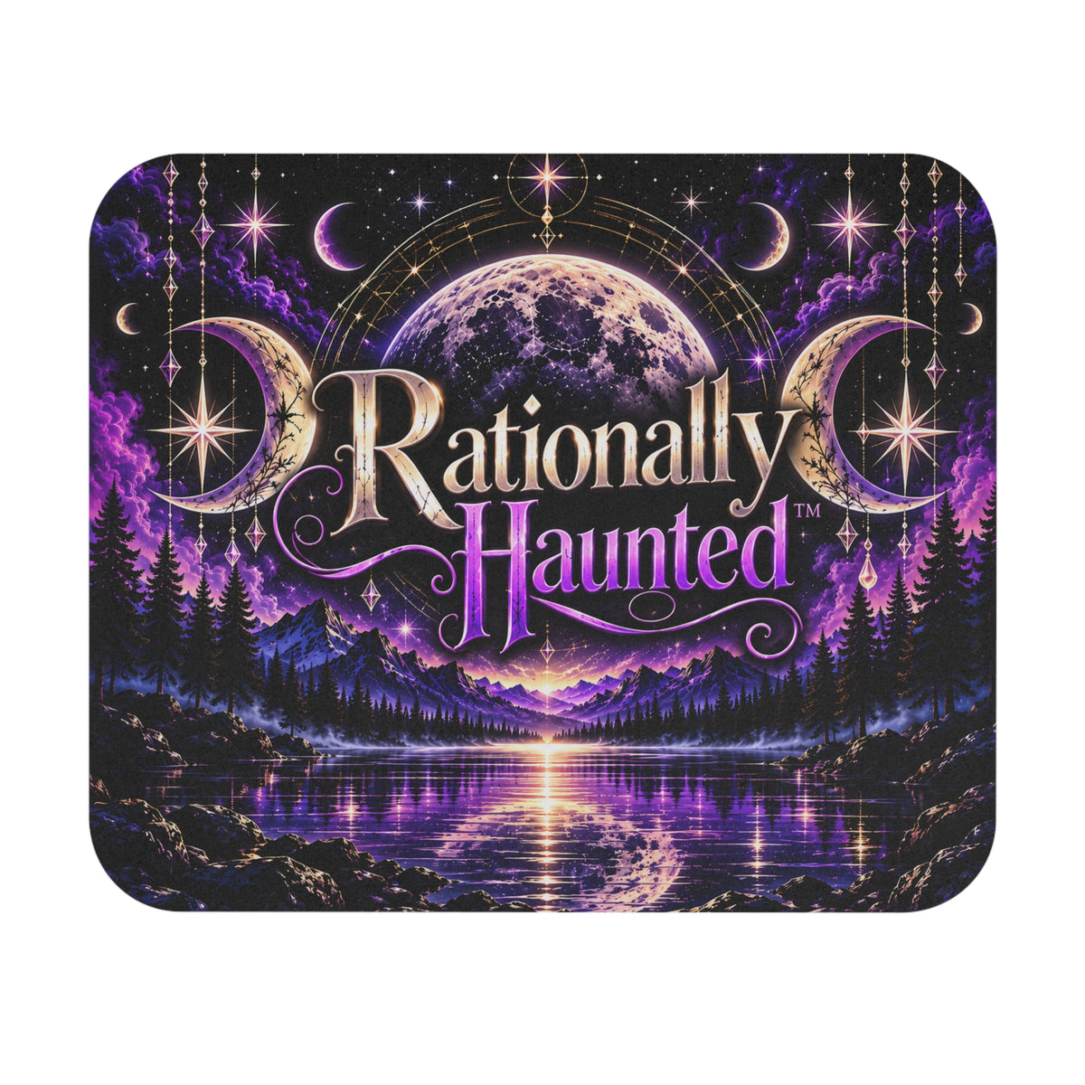 Rationally Haunted™ Purple Moonlit Mouse Pad – Gothic Celestial Desk Mat