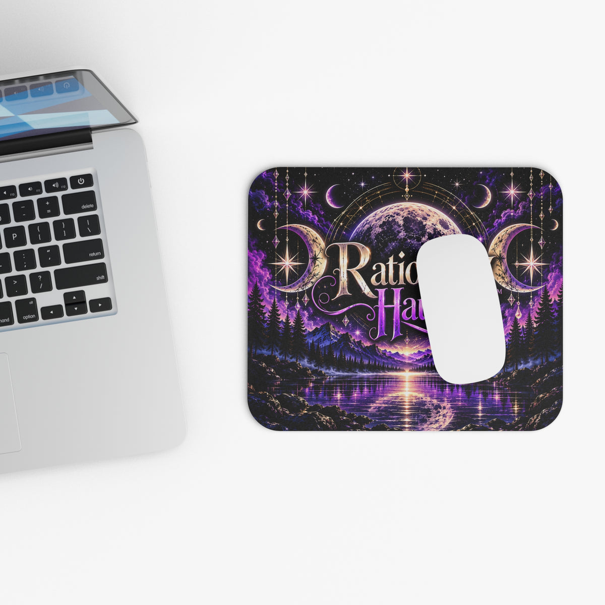 Rationally Haunted™ Purple Moonlit Mouse Pad – Gothic Celestial Desk Mat