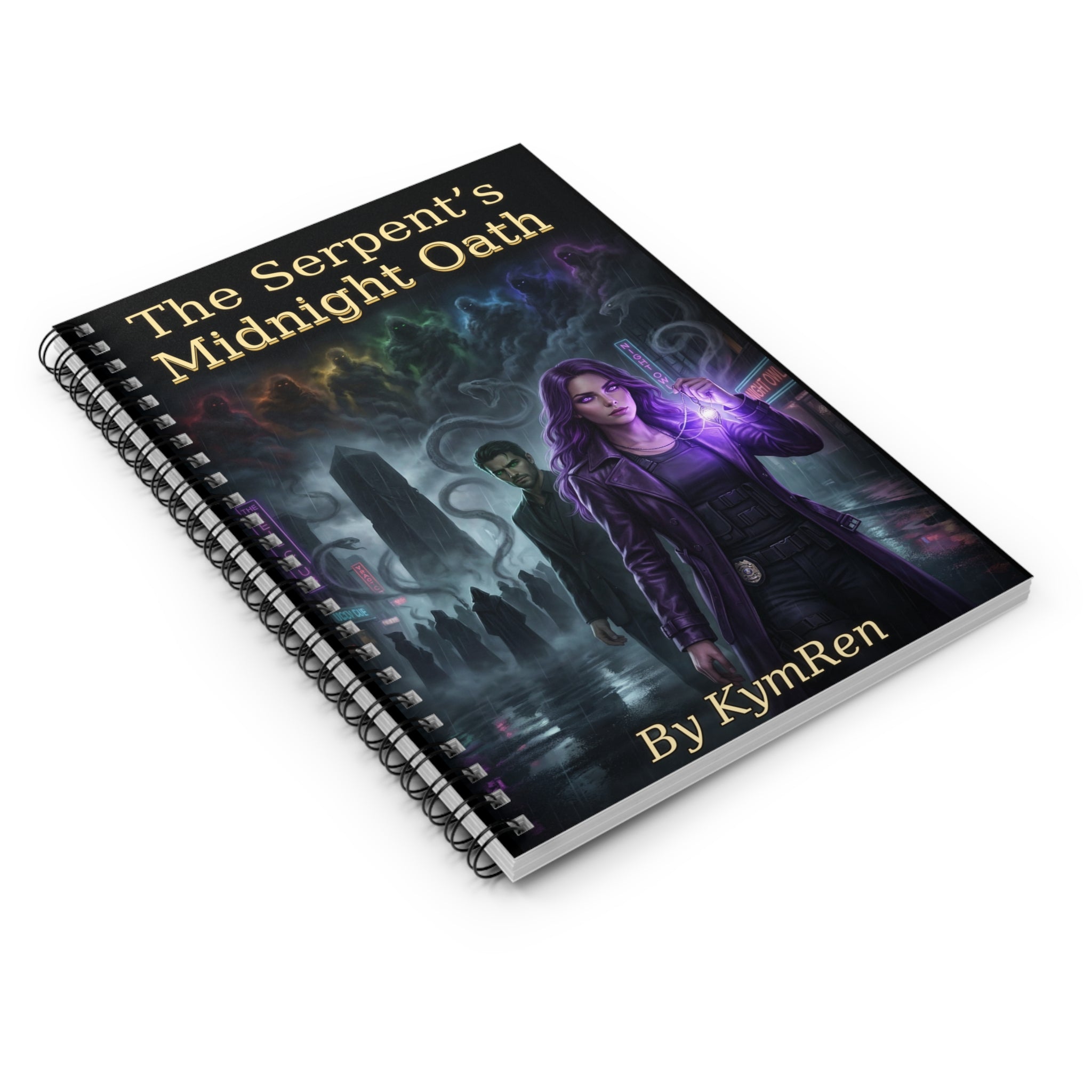 Book titled 'The Serpent's Midnight Oath' by KymRen with a cover featuring two characters and colorful text.