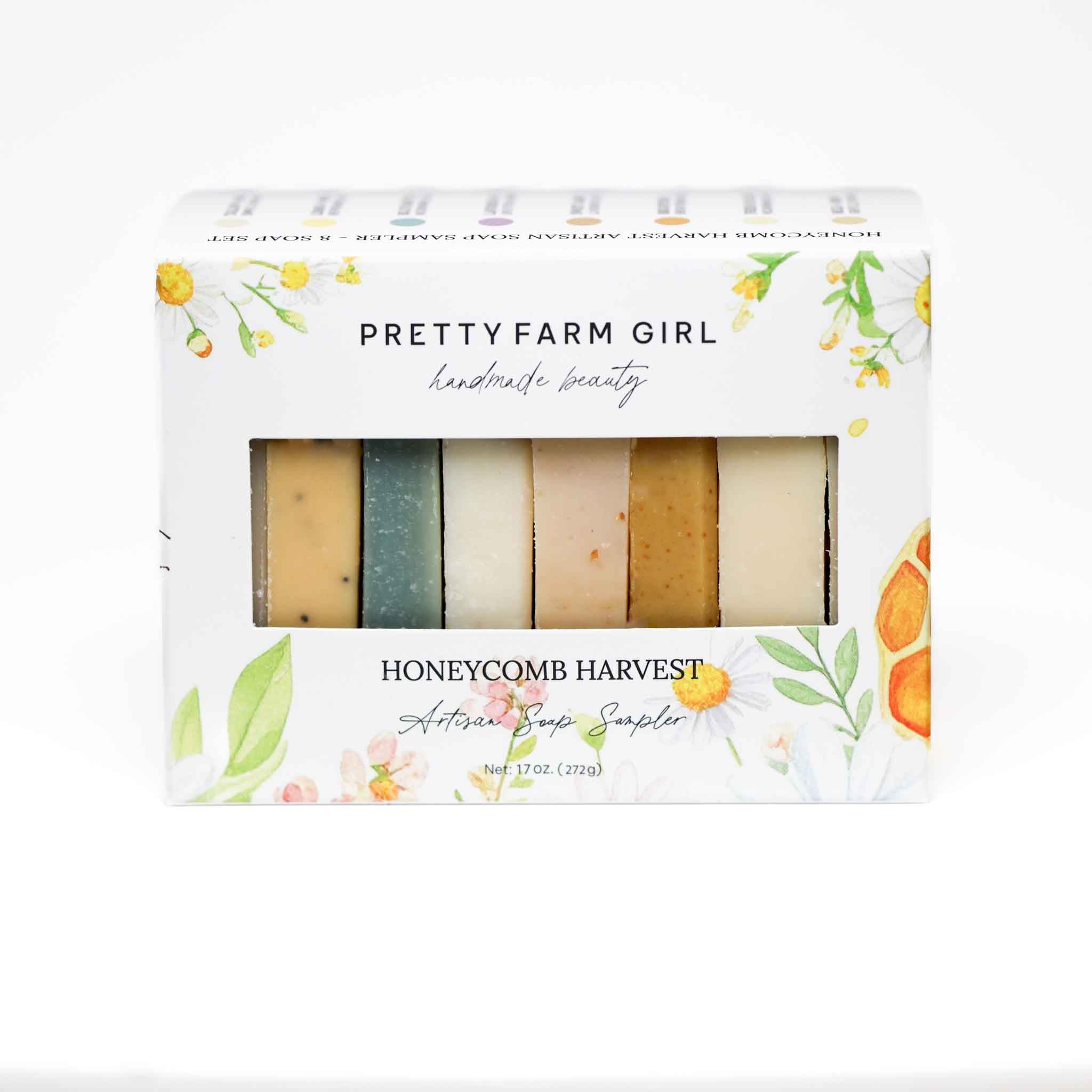 Pretty Farm Girl honeycomb harvest soap sampler set in packaging