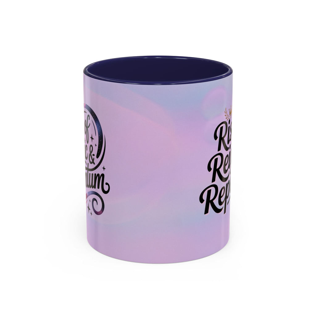 Gradient mug with 'Rum & Rye' branding on a white background