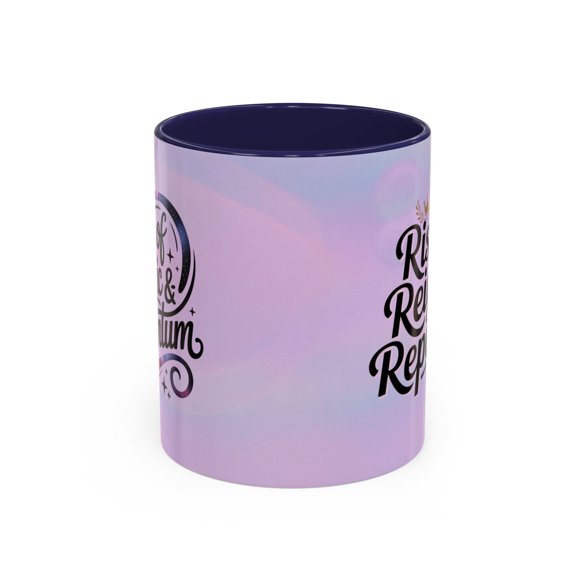 Gradient mug with 'Rum & Rye' branding on a white background