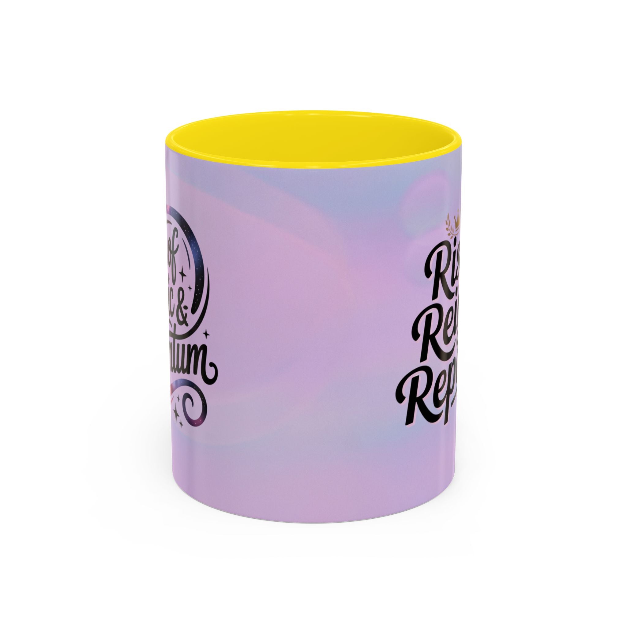 Gradient mug with yellow interior on a white background