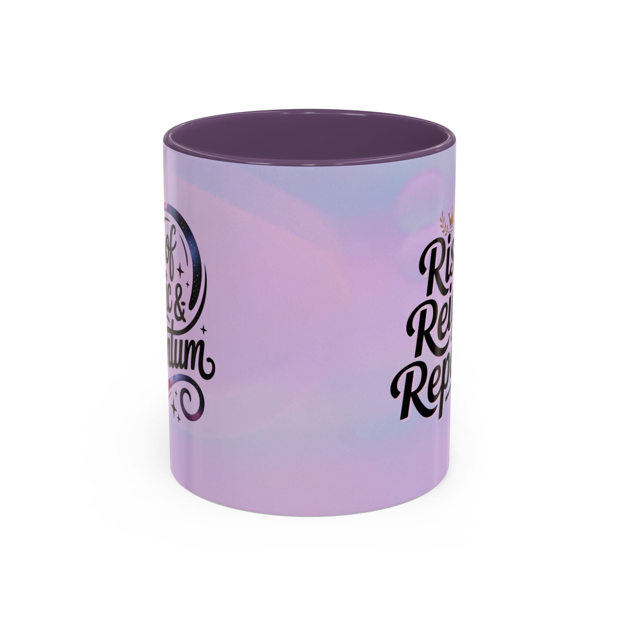 Gradient mug with 'Rum & Rye' branding on a white background