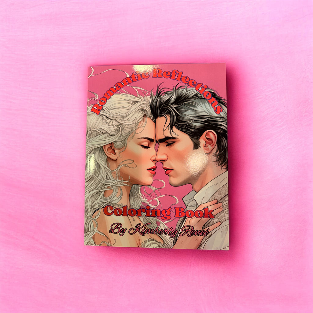 Romantic Reflections Coloring Book by KymRen featuring romantic love-inspired artwork for relaxing creative coloring